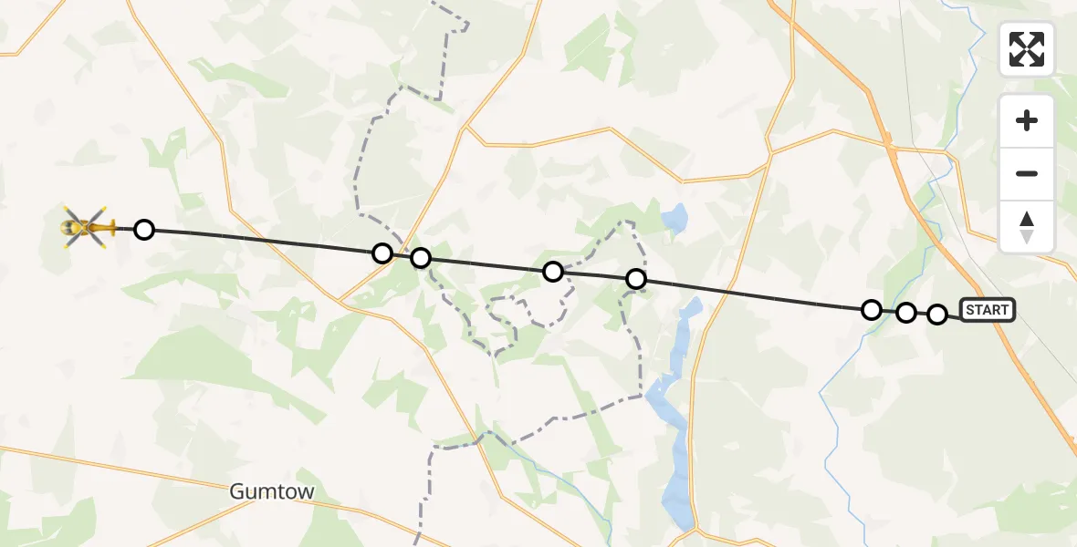 Flugroute Rettungshubschrauber Rägelin - Groß Pankow (Prignitz), 15 März 2026, 16:31