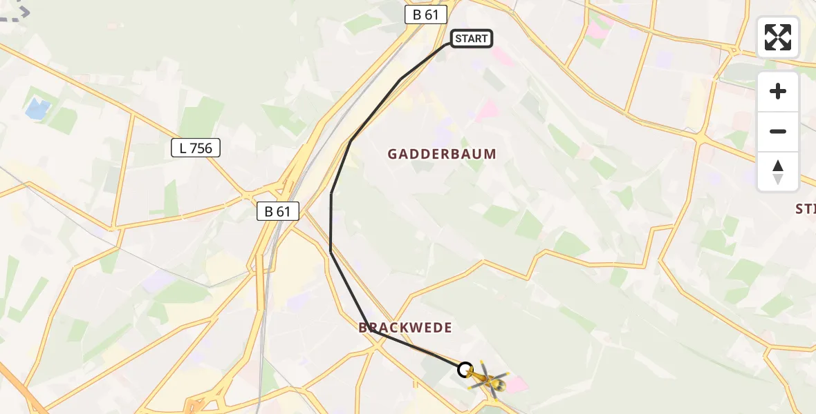 Routekaart van de vlucht: Rettungshubschrauber nach Luftrettungszentrum Bielefeld