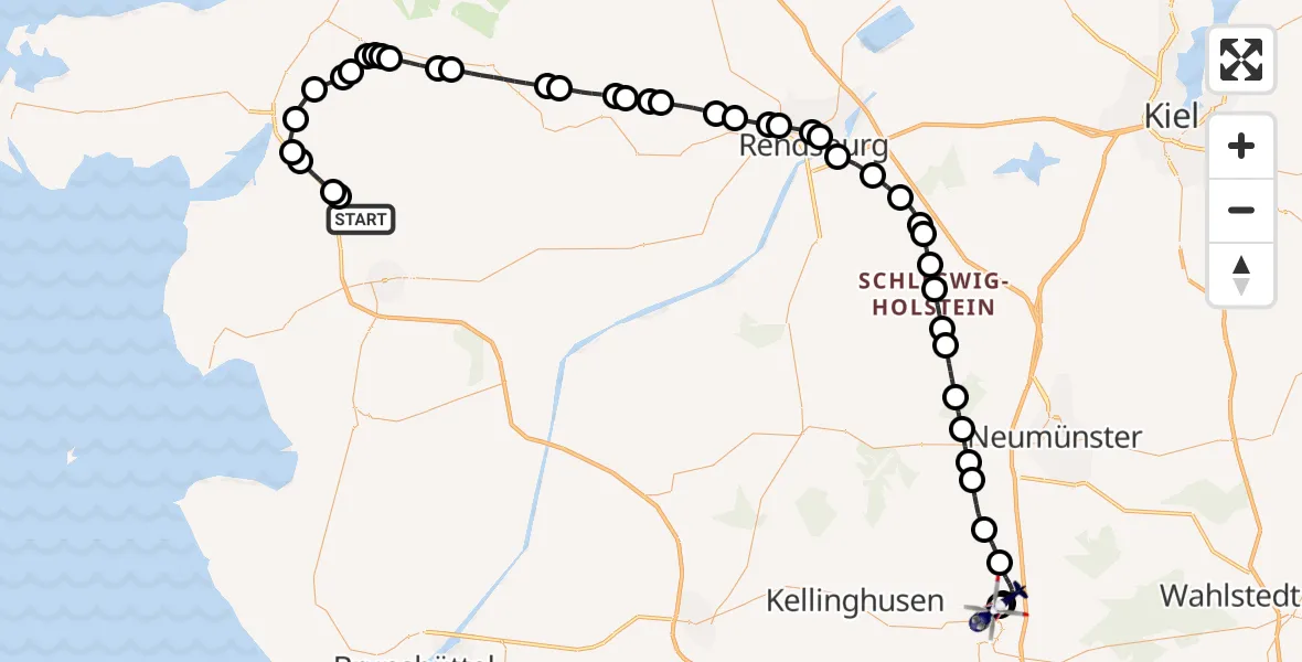 Routekaart van de vlucht: Polizeihubschrauber nach Bad Bramstedt Heliport