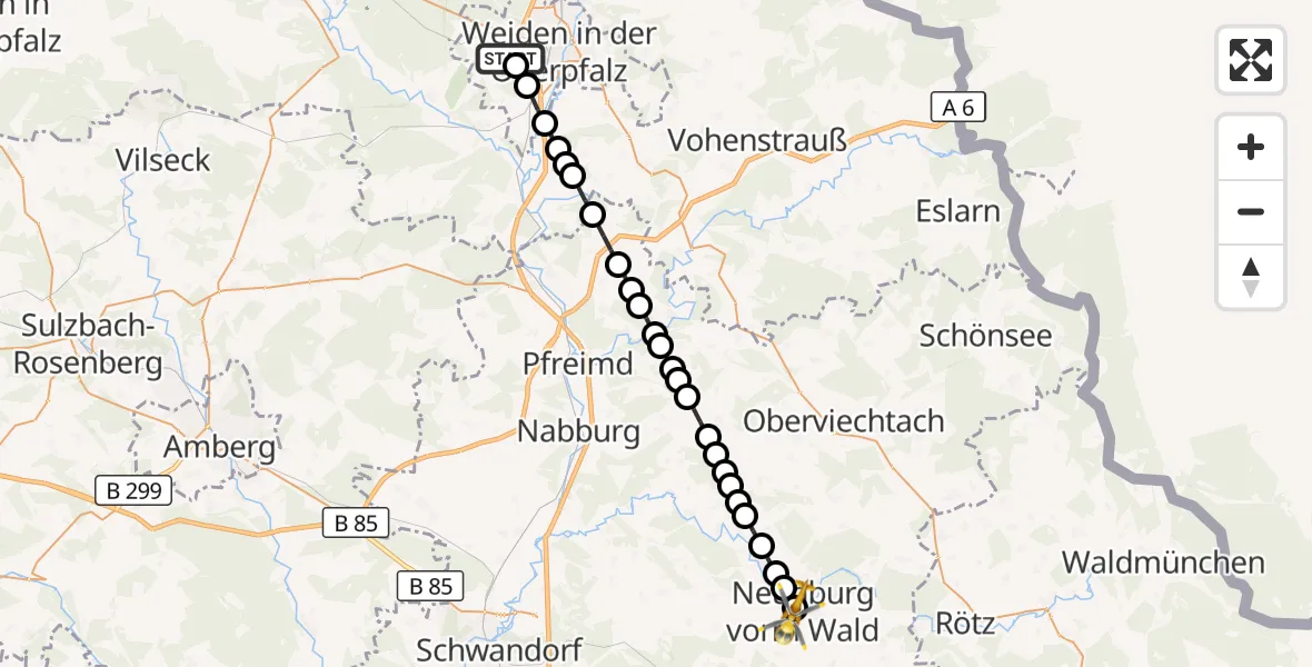 Flugroute Rettungshubschrauber Latsch - Neunburg vorm Wald, 16 März 2026, 09:18