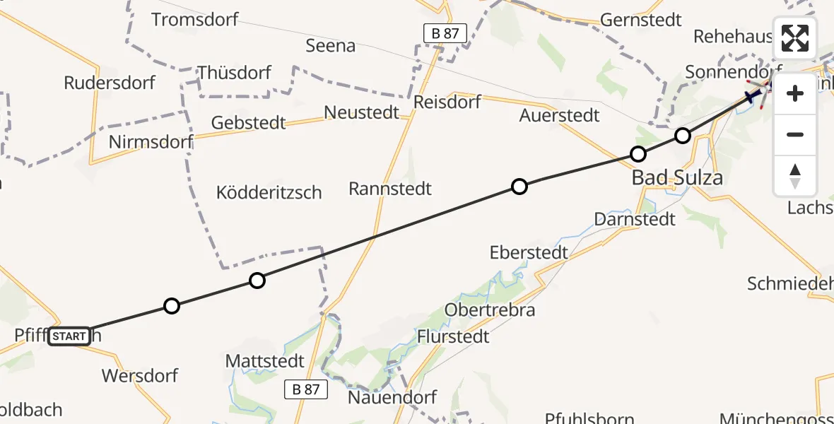 Routekaart van de vlucht: Polizeihubschrauber nach Großheringen, L 1060