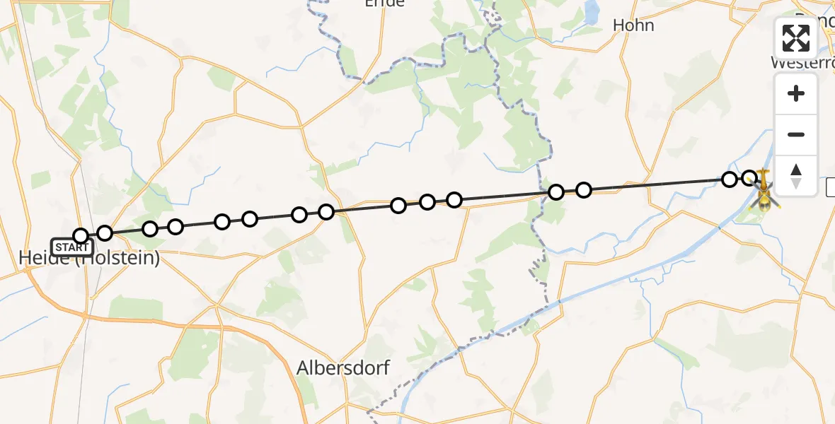 Flugroute Rettungshubschrauber Heide - Amt Jevenstedt, 16 März 2026, 09:37