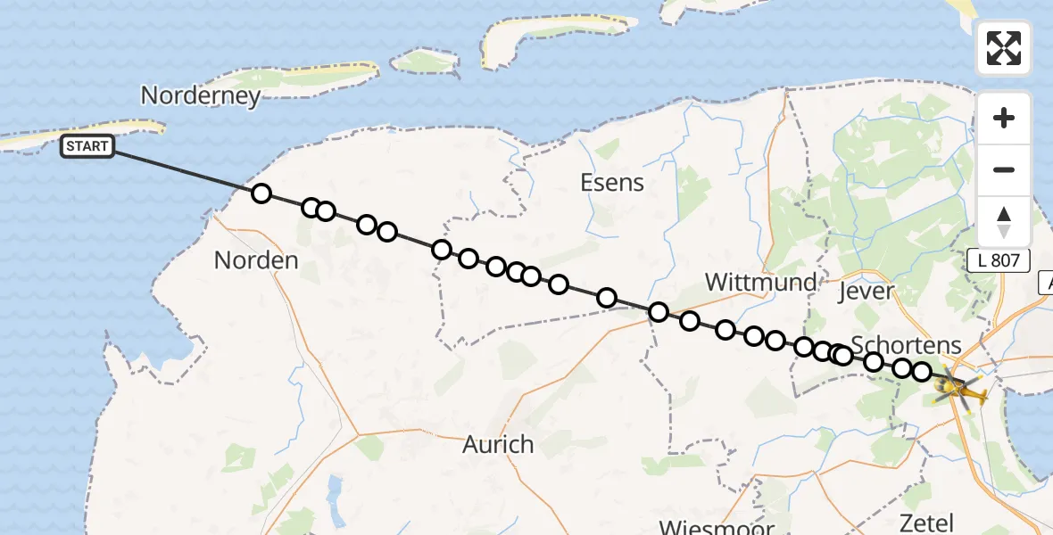 Routekaart van de vlucht: Rettungshubschrauber nach Sande, Ueckermünder Straße