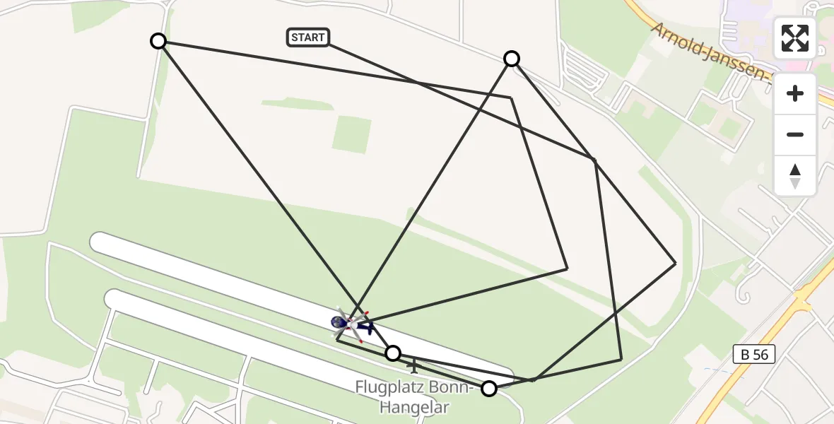 Flugroute Polizeihubschrauber Sankt Augustin - Bonn-Hangelar Airfield, 16 März 2026, 10:14