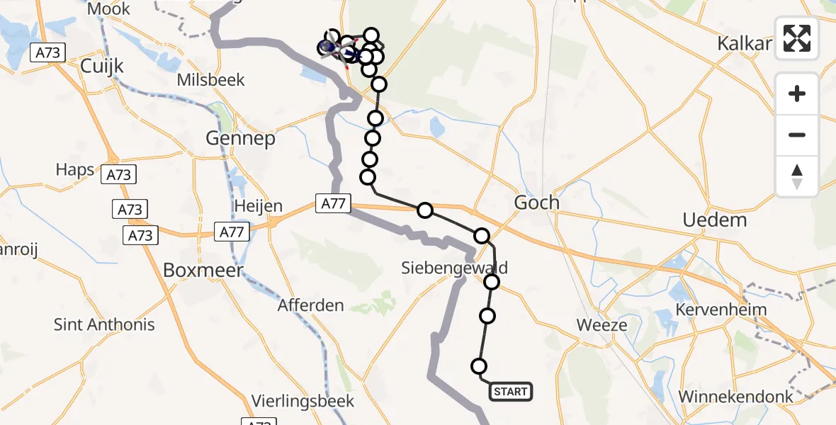 Flugroute Polizeihubschrauber Weeze Airport - Kranenburg, 16 März 2026, 10:41