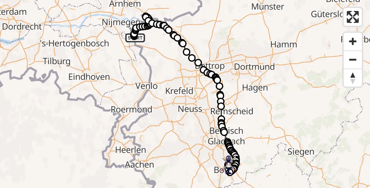 Routekaart van de vlucht: Polizeihubschrauber nach Sankt Augustin, Bonn-Hangelar Airfield