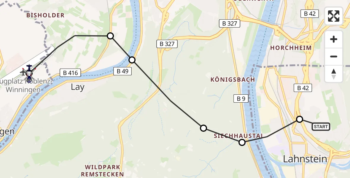 Flugroute Polizeihubschrauber Friedland - Koblenz-Winningen Airfield, 16 März 2026, 11:19