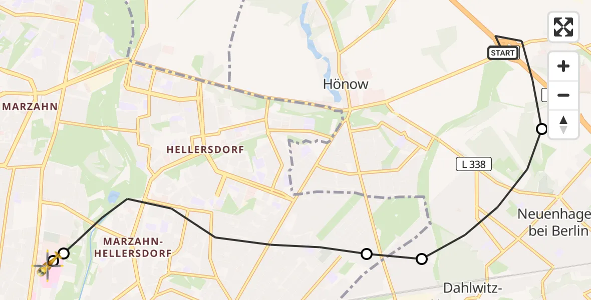 Routekaart van de vlucht: Rettungshubschrauber nach Berlin Emergency Hospital