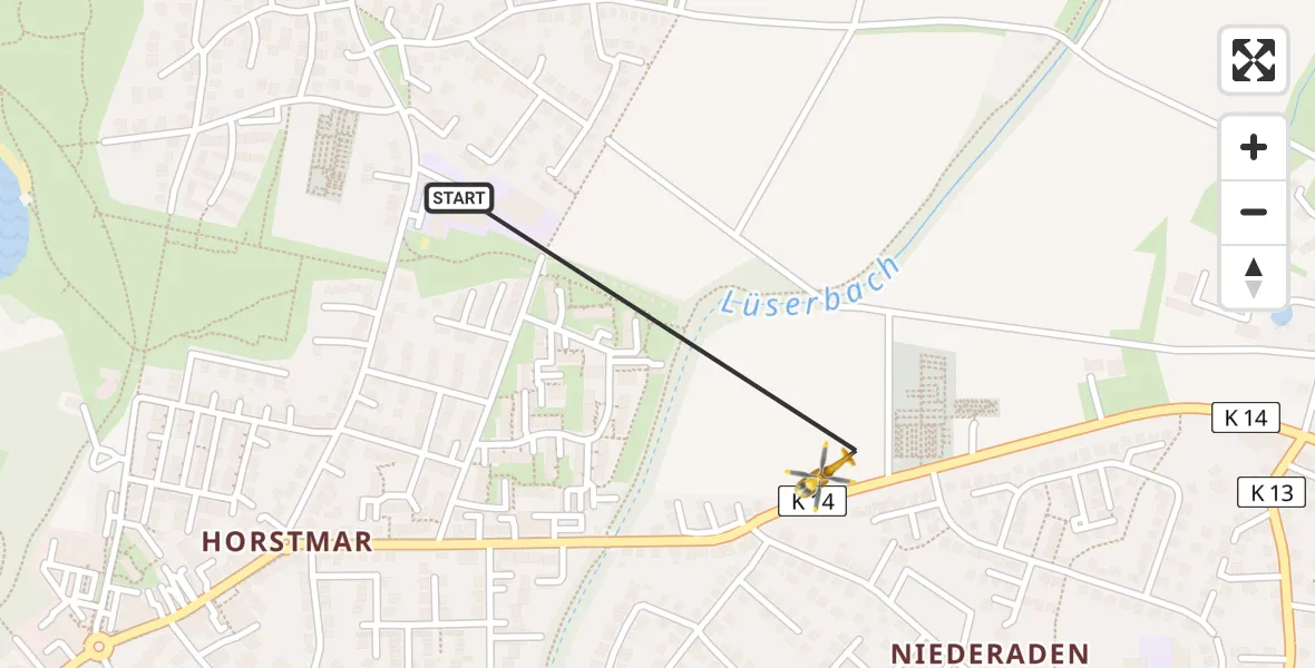 Flugroute Rettungshubschrauber Lünen - Lünen, 16 März 2026, 12:47