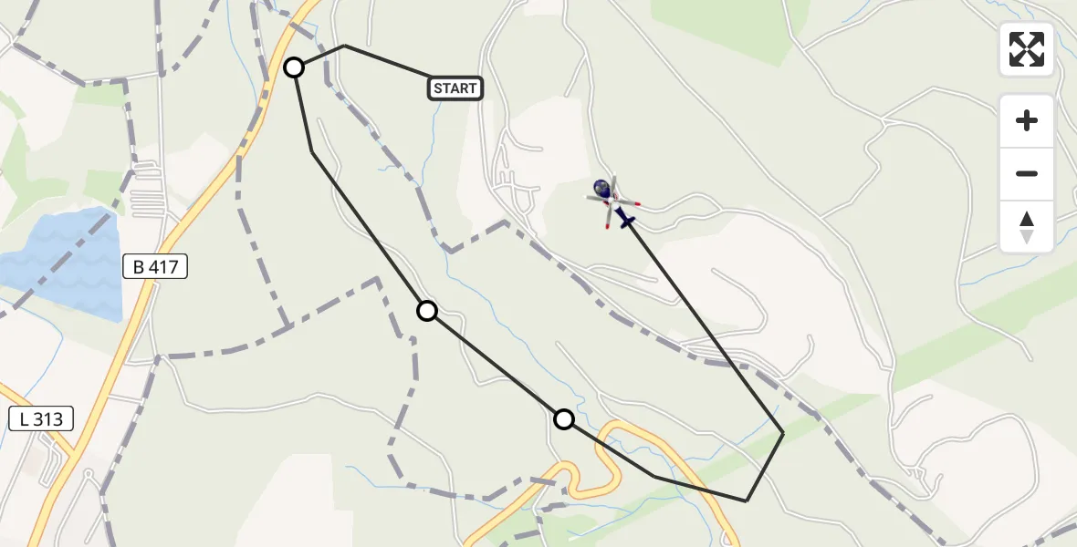 Routekaart van de vlucht: Polizeihubschrauber nach Geilnau, K 25