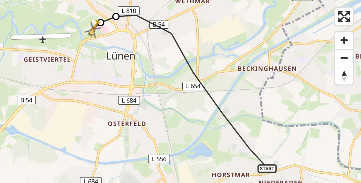 Routekaart van de vlucht: Rettungshubschrauber nach Sankt Marien Hospital