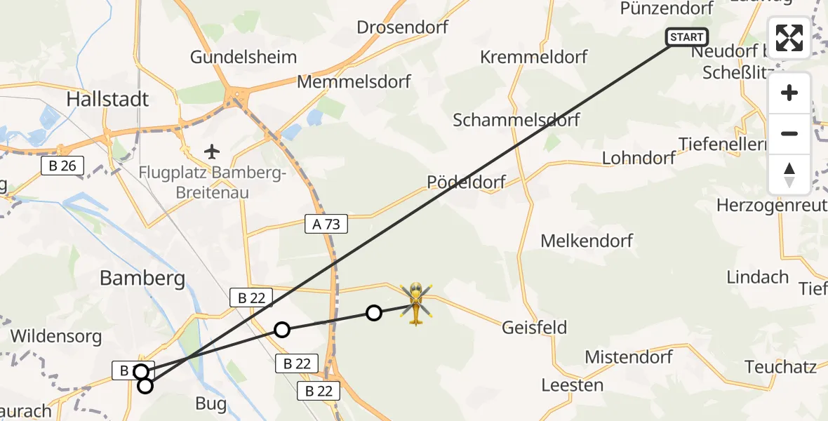 Routekaart van de vlucht: Rettungshubschrauber nach Hauptsmoor, St 2276