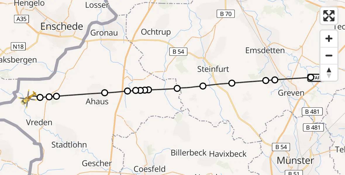 Routekaart van de vlucht: Ambulanzhubschrauber nach Ammeloe, Dorfstraße