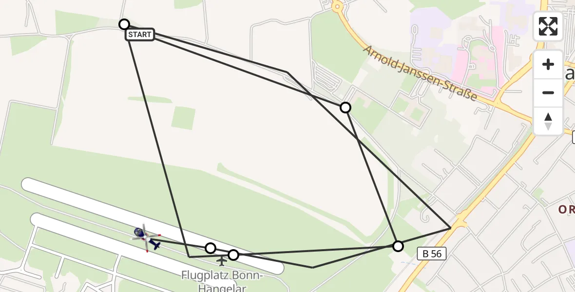 Flugroute Polizeihubschrauber Sankt Augustin - Bonn-Hangelar Airfield, 16 März 2026, 13:56