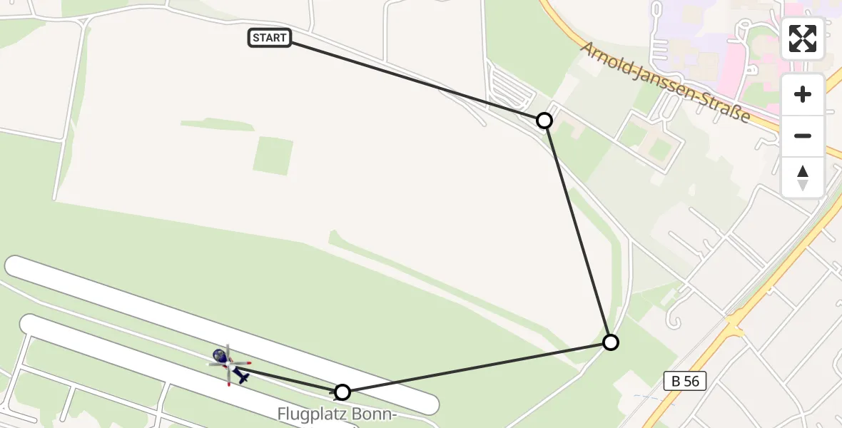 Flugroute Polizeihubschrauber Sankt Augustin - Bonn-Hangelar Airfield, 16 März 2026, 14:05
