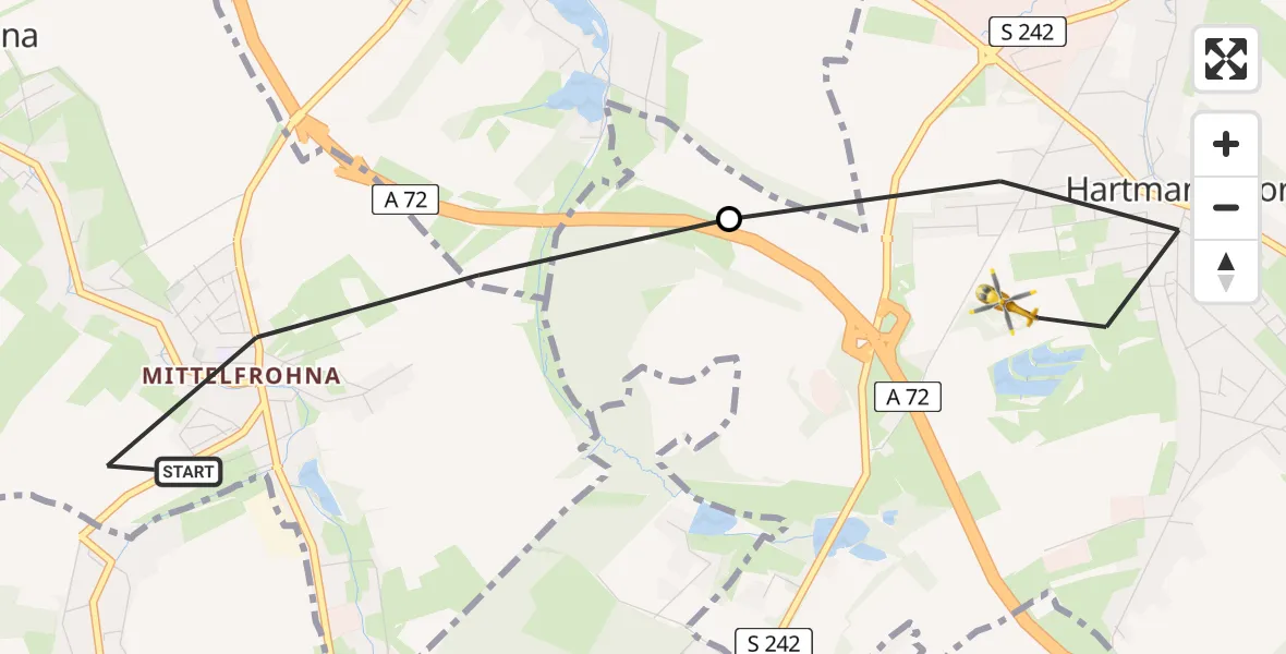 Routekaart van de vlucht: Rettungshubschrauber nach Hartmannsdorf, Limbacher Straße