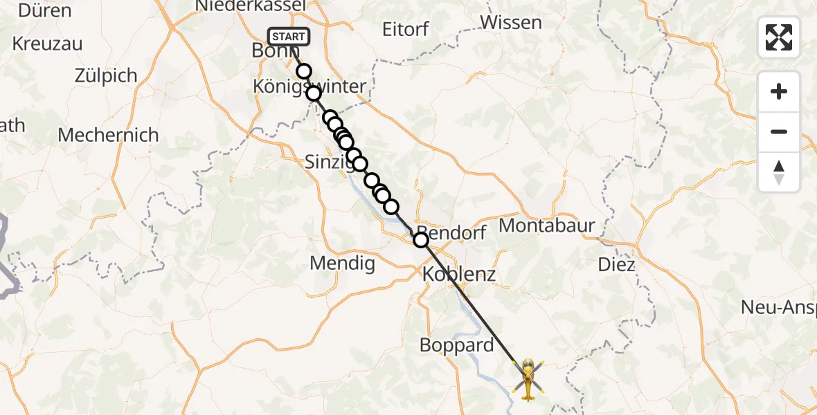 Routekaart van de vlucht: Rettungshubschrauber nach Auel, B 274