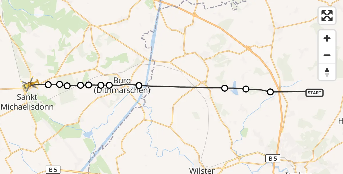 Routekaart van de vlucht: Rettungshubschrauber nach Sankt Michaelisdonn, Meldorfer Straße