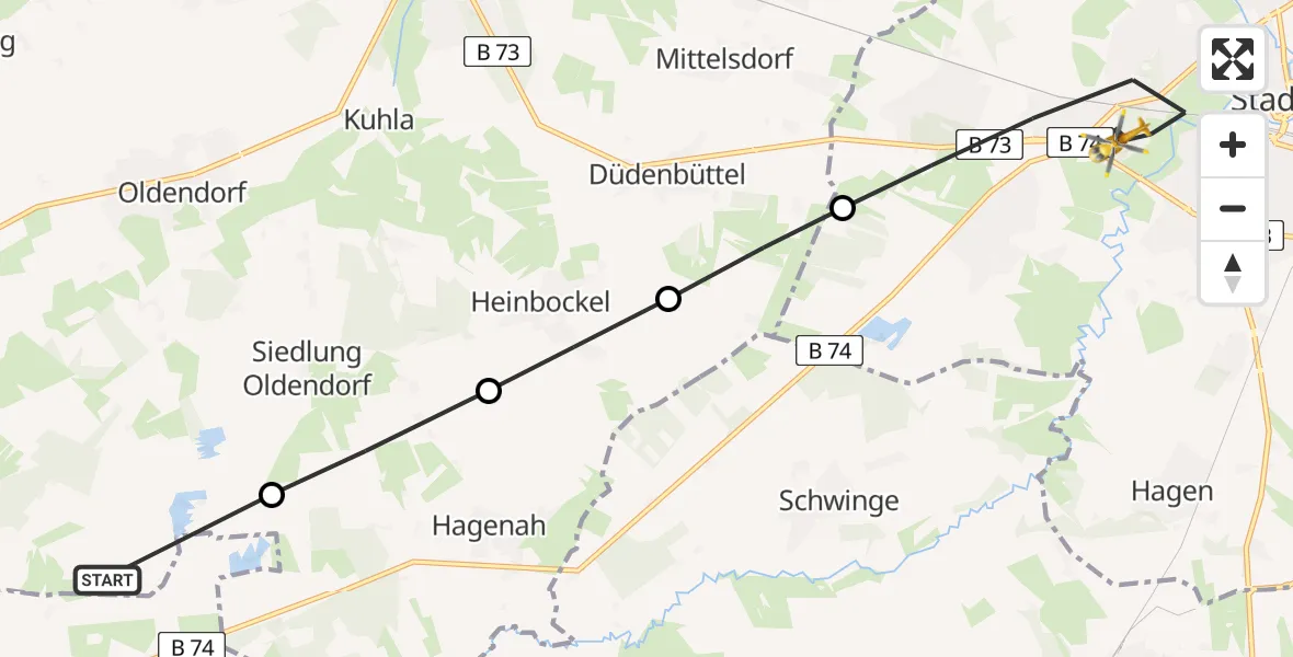 Routekaart van de vlucht: Rettungshubschrauber nach Stade, Bremervörder Straße