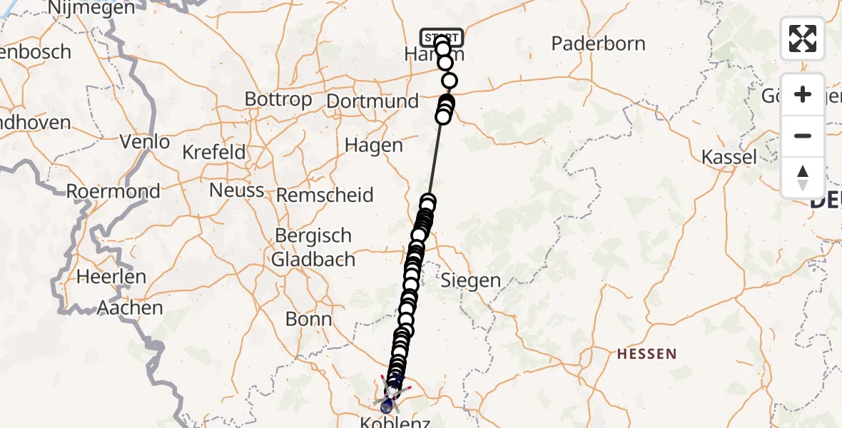 Routekaart van de vlucht: Polizeihubschrauber nach Isenburg, Im Sayntal
