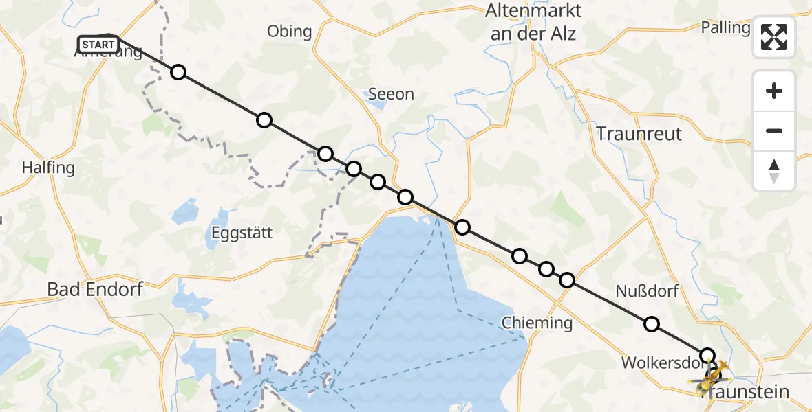 Routekaart van de vlucht: Rettungshubschrauber nach Traunstein Hospital