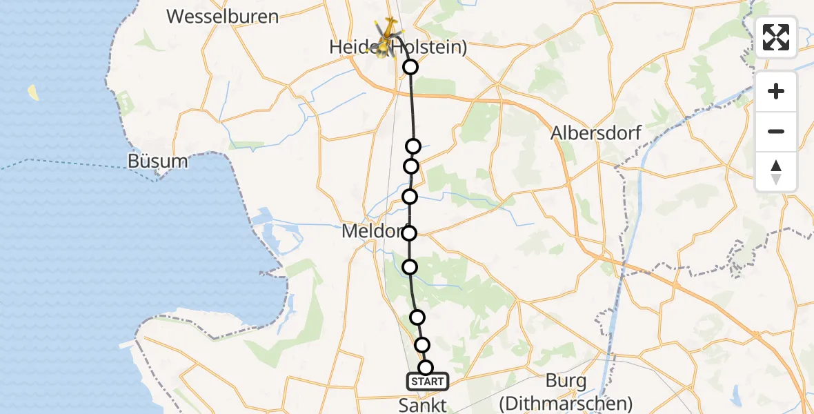 Routekaart van de vlucht: Rettungshubschrauber nach Heide, Esmarchstraße
