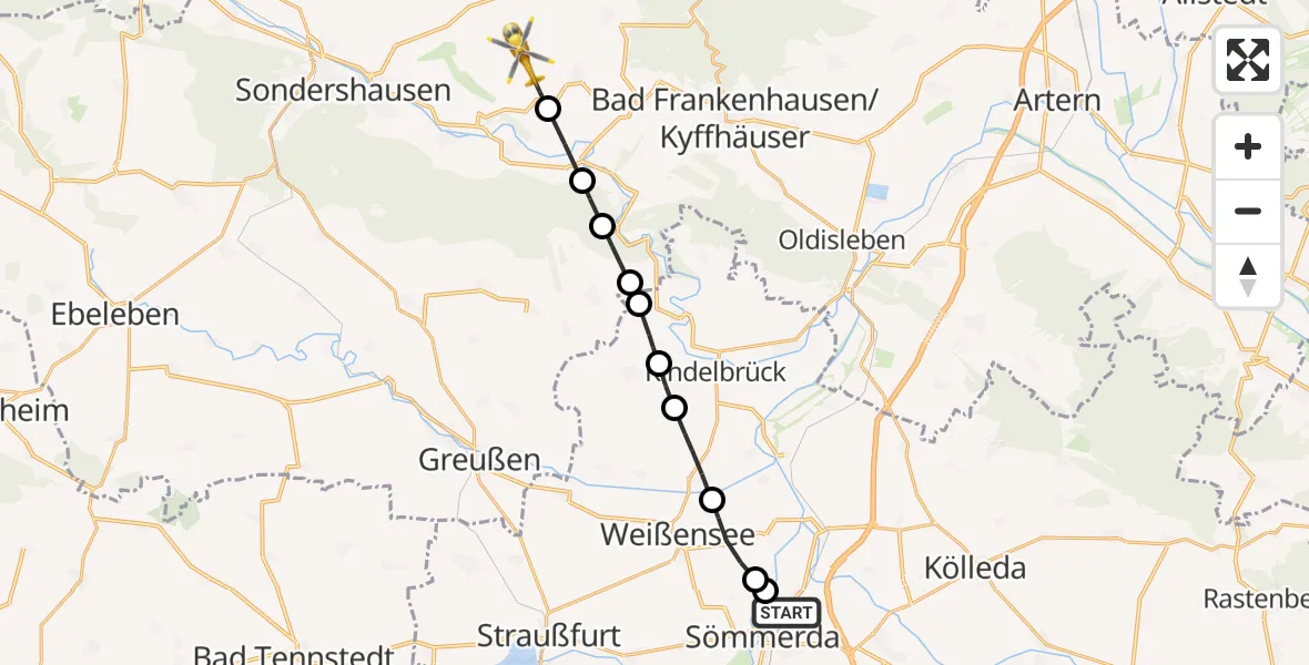 Routekaart van de vlucht: Rettungshubschrauber nach Bendeleben