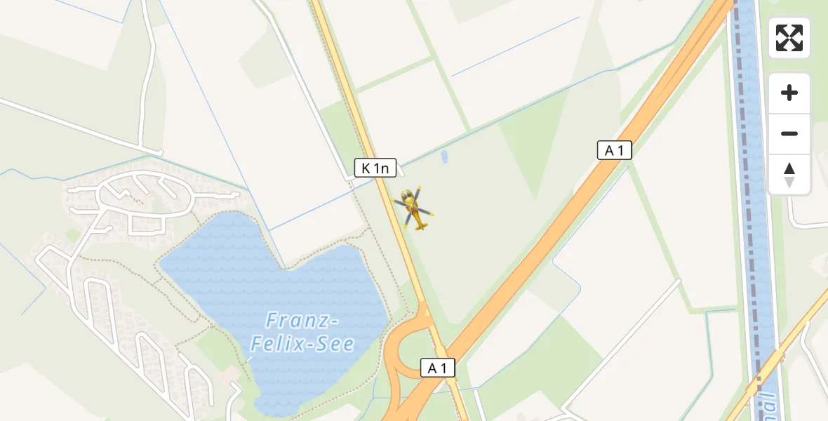 Flugroute Ambulanzhubschrauber Greven - Greven, 17 März 2026, 00:46