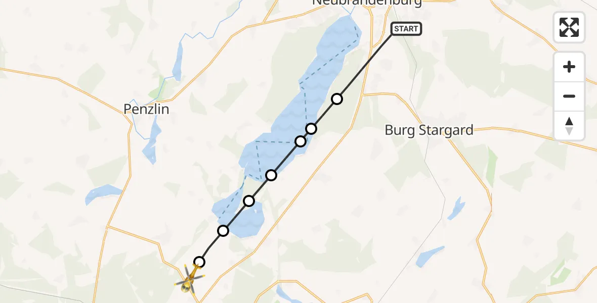 Routekaart van de vlucht: Ambulanzhubschrauber nach Blumenholz, L 34