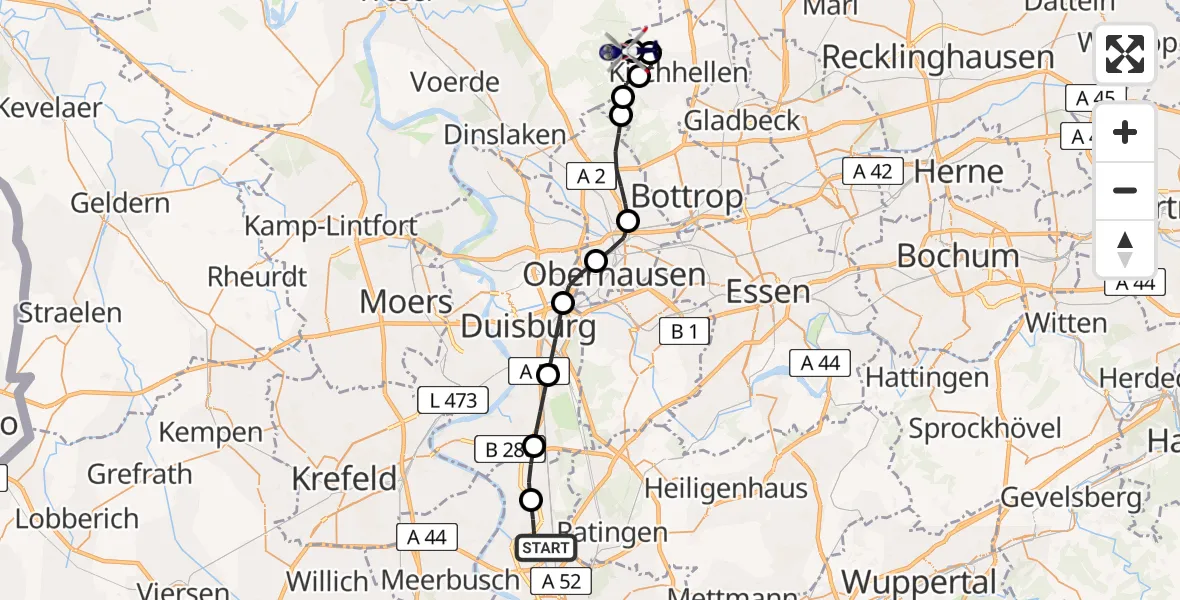 Flugroute Polizeihubschrauber Düsseldorf Airport - Hardinghausen, 17 März 2026, 07:47