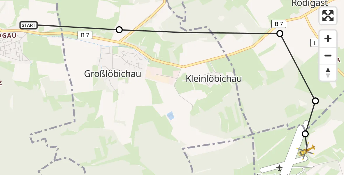 Flugroute Rettungshubschrauber Jena - Jena-Schöngleina Airfield, 17 März 2026, 07:51