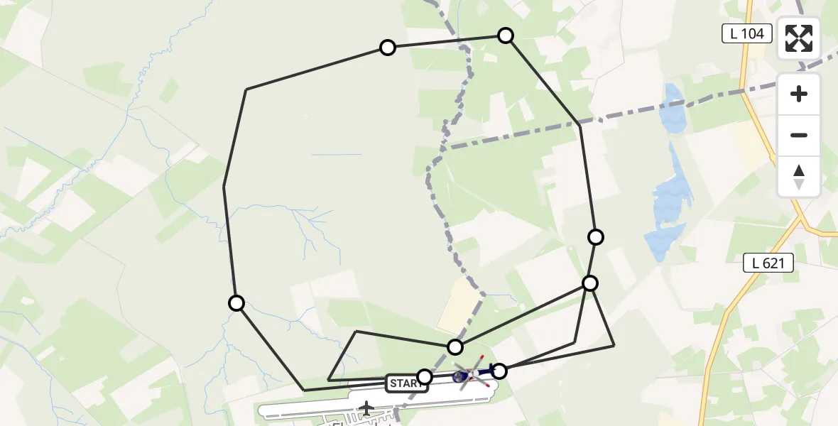 Flugroute Polizeihubschrauber Dinslaken-Schwarze Heide Airfield - Hardinghausen, 17 März 2026, 08:12