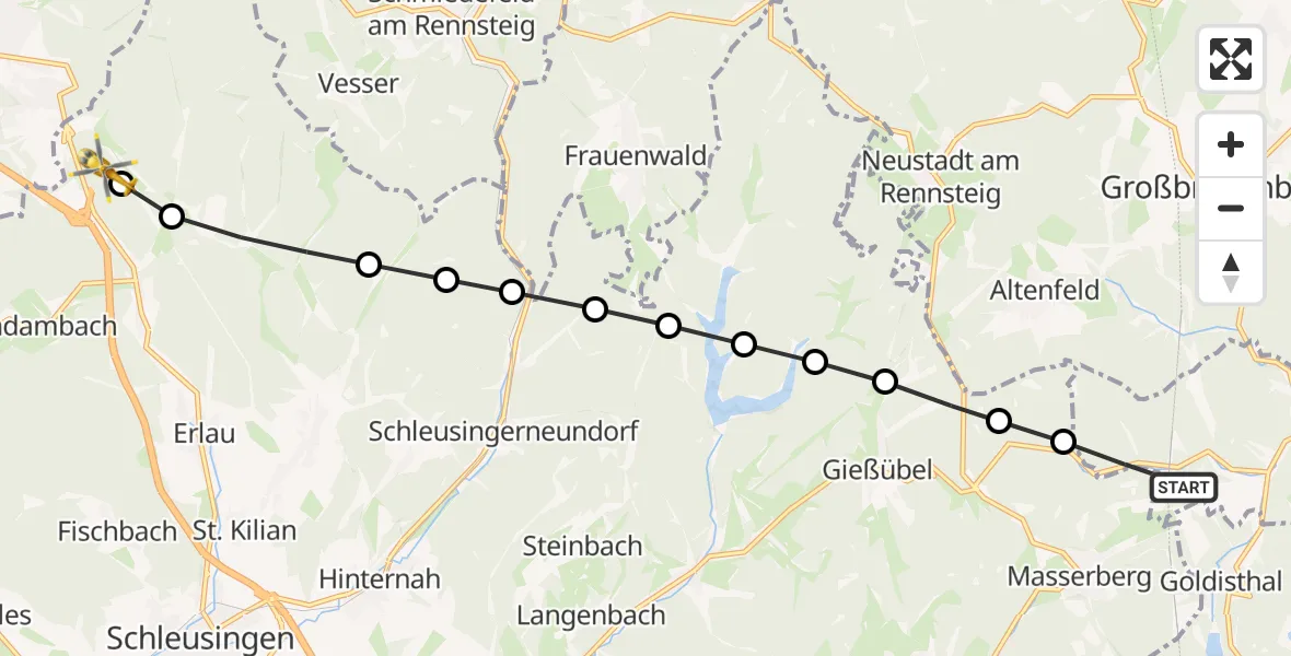 Routekaart van de vlucht: Rettungshubschrauber nach St. Kilian, L 3247