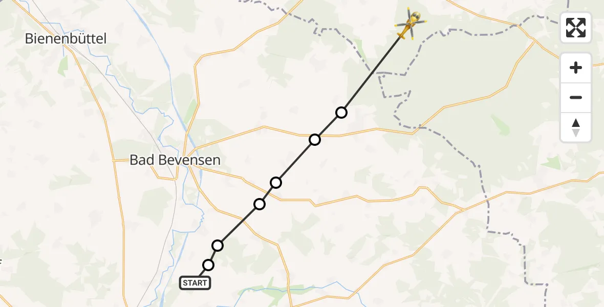 Flugroute Rettungshubschrauber Uelzen - Boitze, 17 März 2026, 08:40
