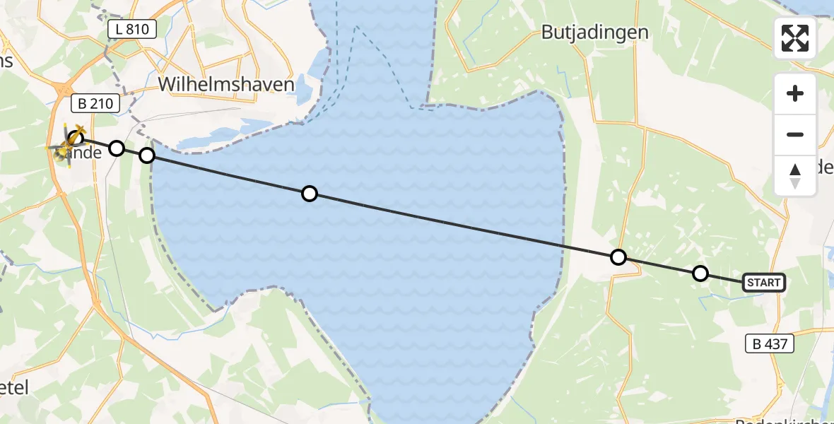 Flugroute Rettungshubschrauber Esenshamm - Sande, 17 März 2026, 09:17