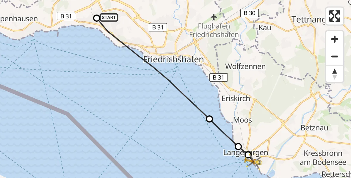 Routekaart van de vlucht: Rettungshubschrauber nach Langenargen, Obere Seestraße