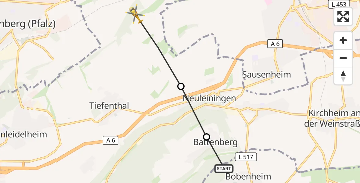 Routekaart van de vlucht: Rettungshubschrauber nach Ebertsheim