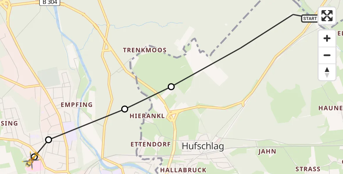 Routekaart van de vlucht: Rettungshubschrauber nach Traunstein Hospital