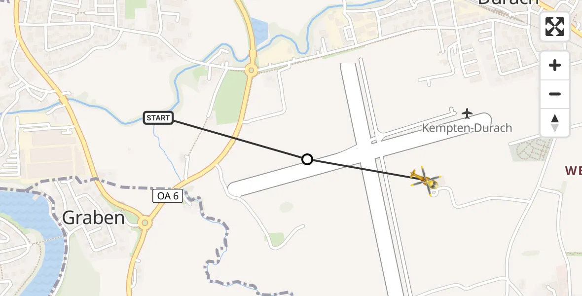 Flugroute Rettungshubschrauber Weidach - Kempten-Durach Airfield, 17 März 2026, 09:44