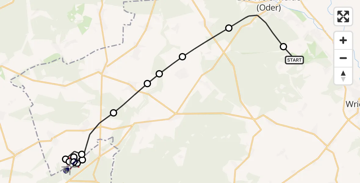 Routekaart van de vlucht: Polizeihubschrauber nach Werneuchen
