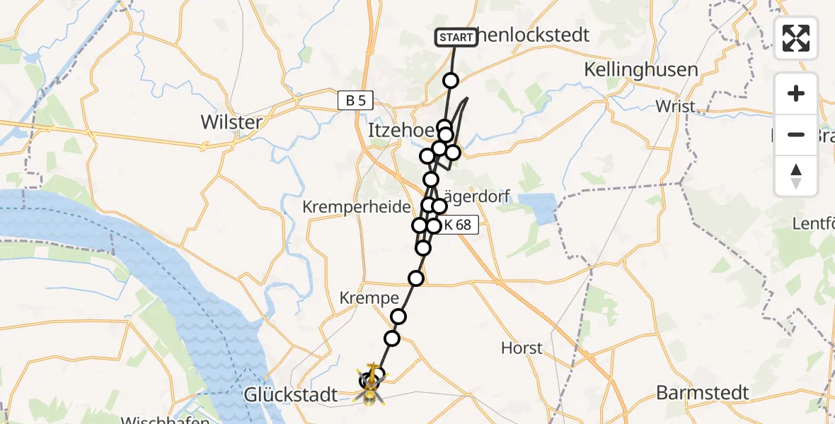 Routekaart van de vlucht: Rettungshubschrauber nach Herzhorn, Lesigfeld