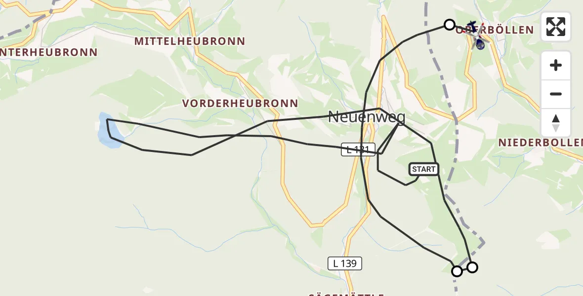 Flugroute Polizeihubschrauber Neuenweg - Böllen, 17 März 2026, 10:31