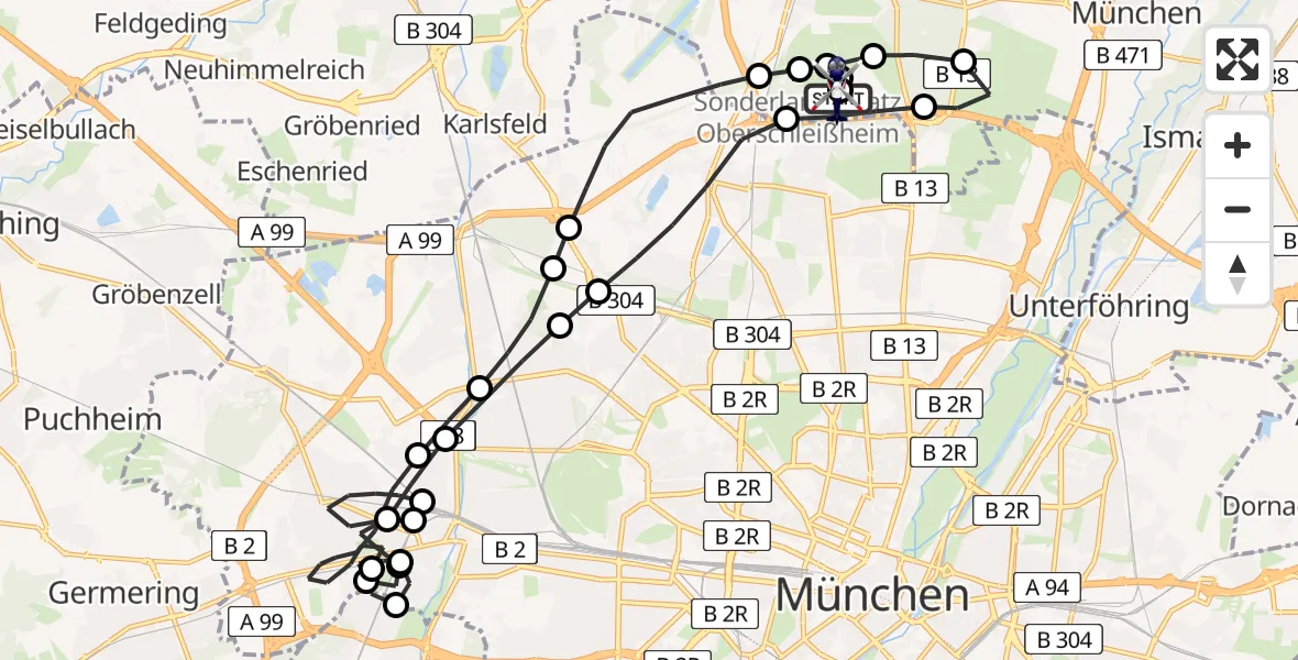 Flugroute Polizeihubschrauber Oberschleißheim - Oberschleißheim, 17 März 2026, 11:16