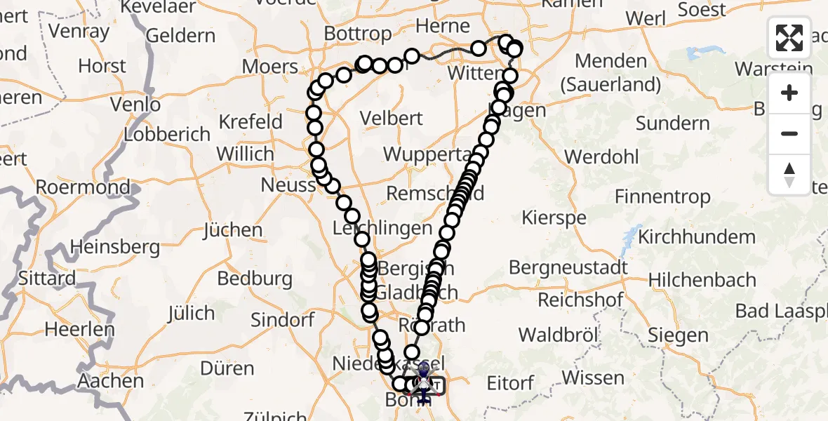 Flugroute Polizeihubschrauber Sankt Augustin - Sankt Augustin, 17 März 2026, 11:46