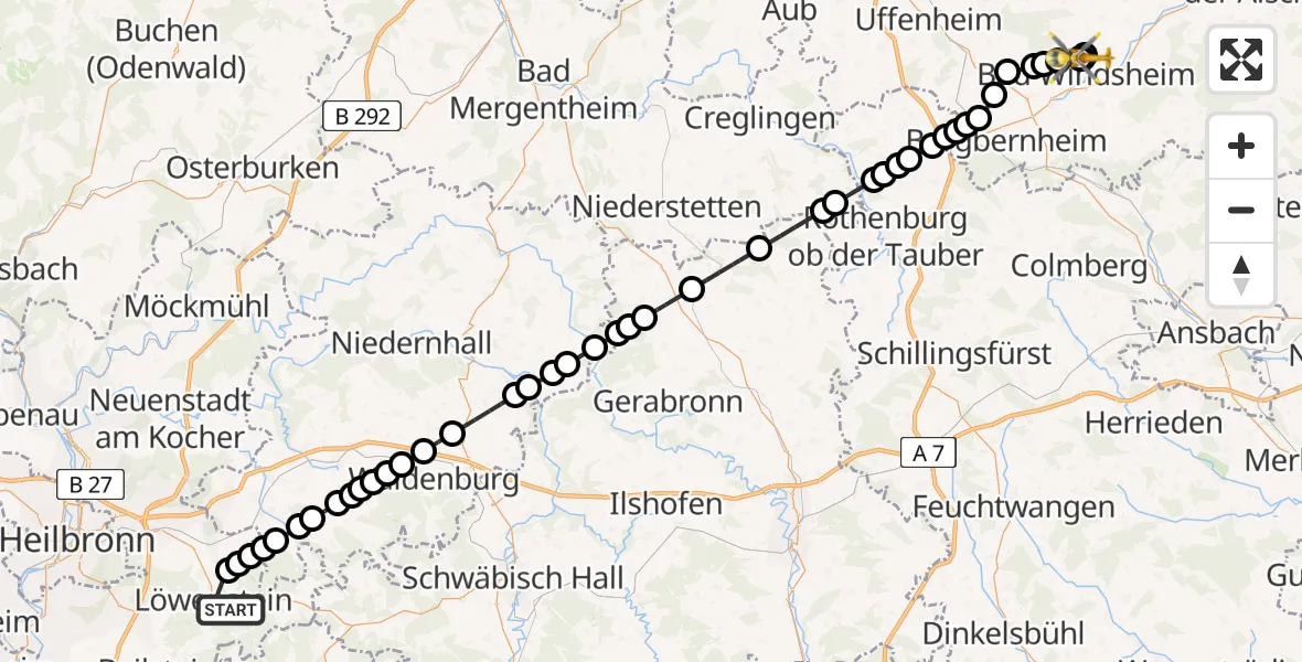 Routekaart van de vlucht: Rettungshubschrauber nach Erkenbrechtshofen, Erkenbrechtallee