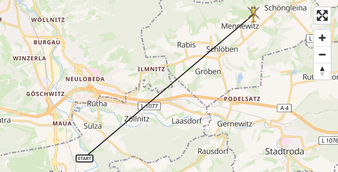 Flugroute Rettungshubschrauber Oelknitz - Zinna, 17 März 2026, 12:07