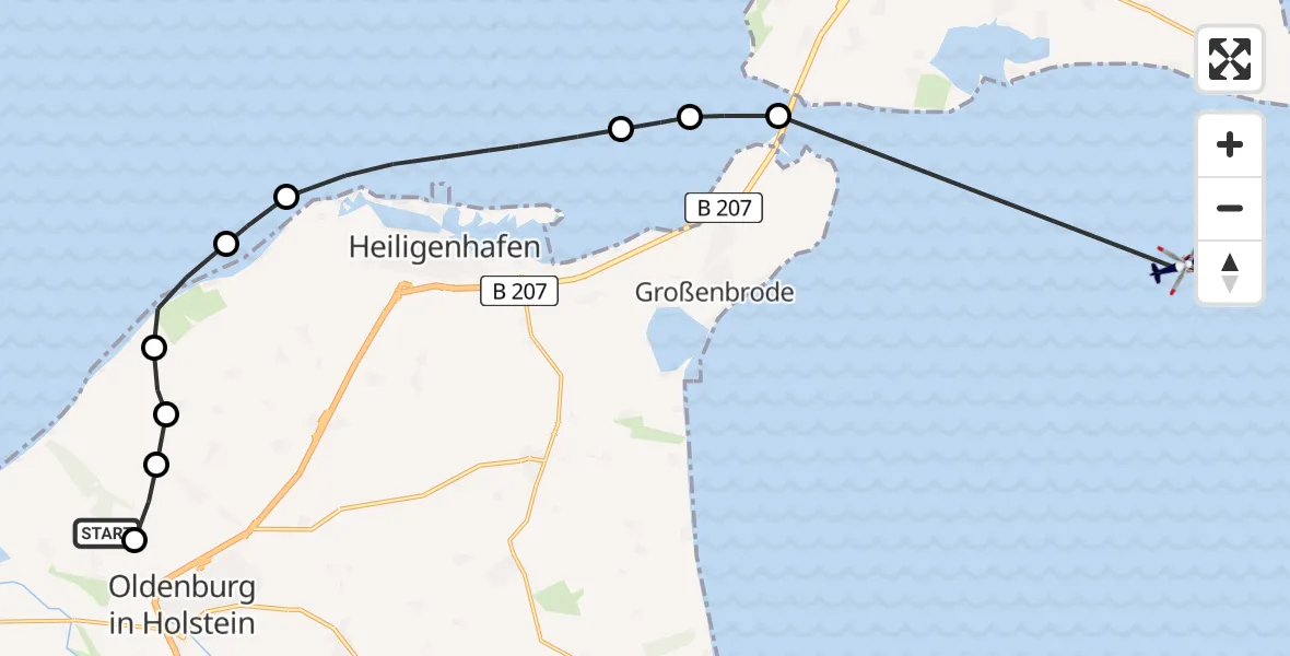 Routekaart van de vlucht: Polizeihubschrauber nach Großenbrode, Zum Wienberg