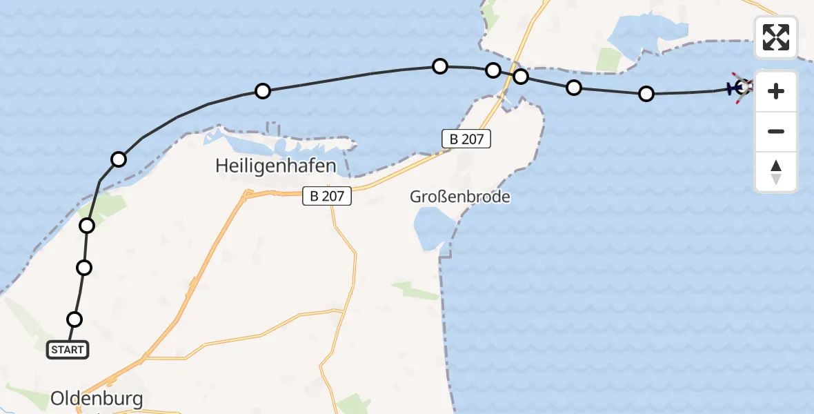 Routekaart van de vlucht: Polizeihubschrauber nach Meeschendorf