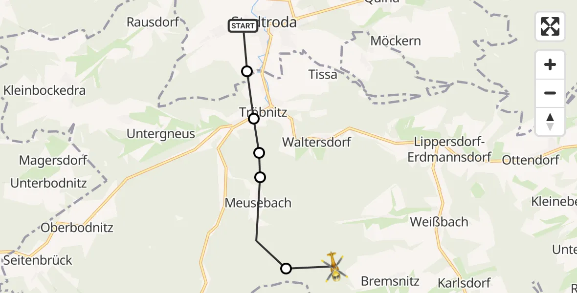 Flugroute Rettungshubschrauber Hainbücht - Bremsnitz, 17 März 2026, 14:46