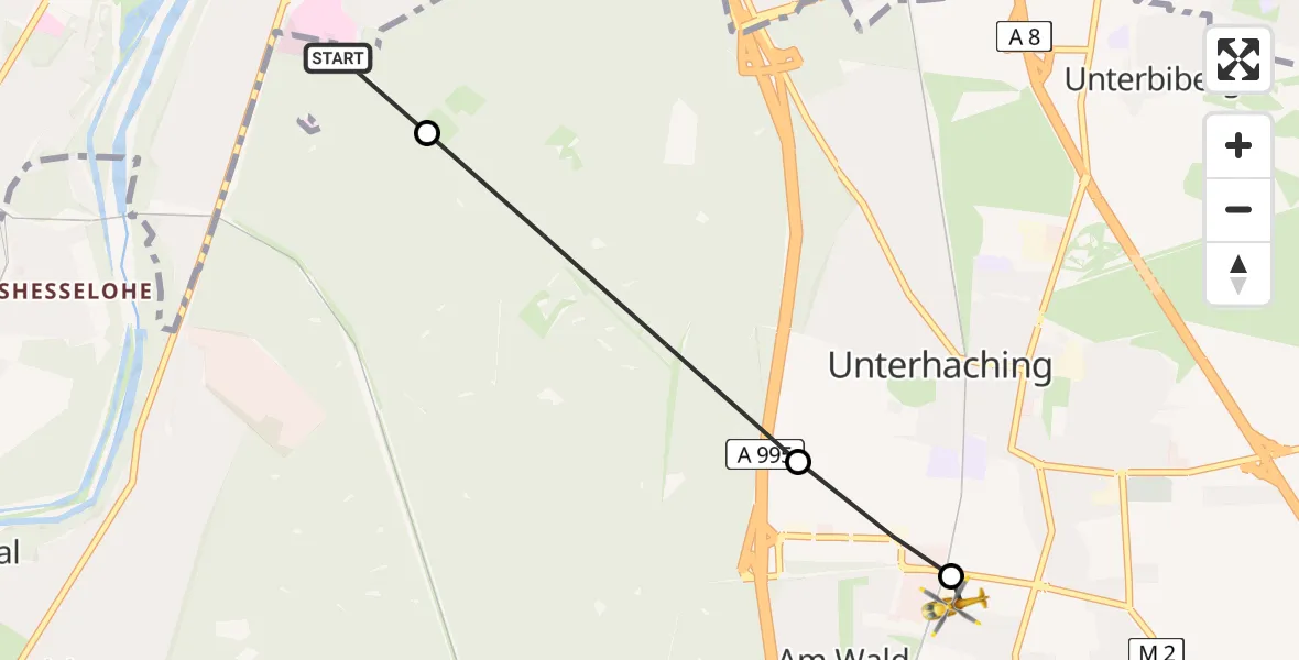 Flugroute Rettungshubschrauber ADAC Air Rescue Center Heliport (Christoph 1) - Westerham, 17 März 2026, 15:55